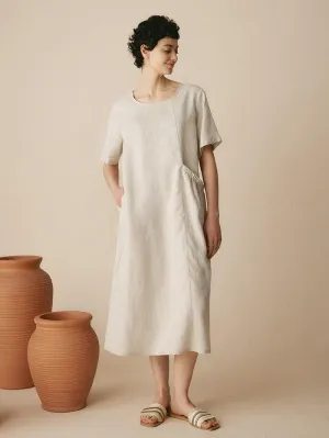 100% Linen Pocket Caftan Midi-Dress ESME