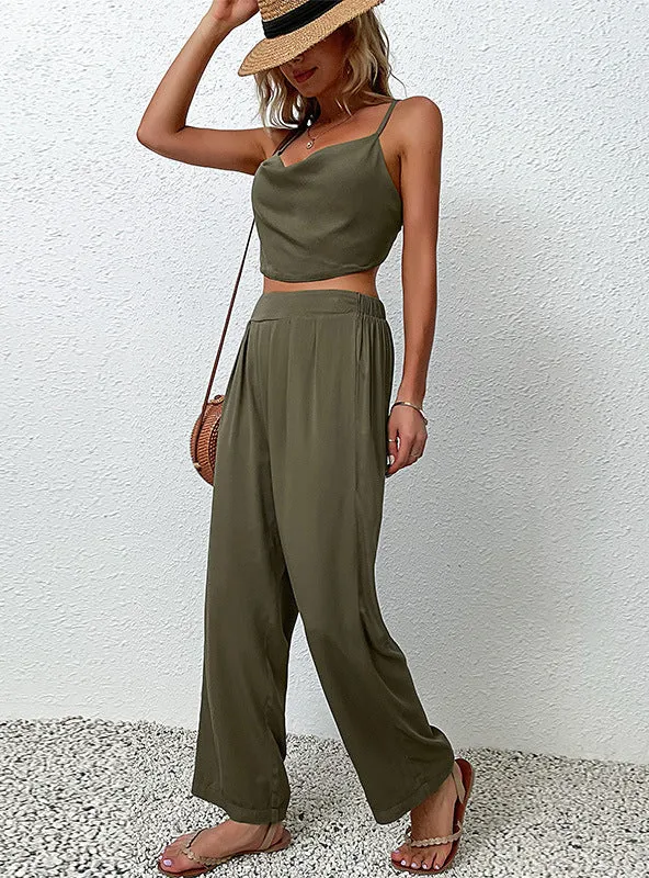 Backless Fashion Top Pant Suit