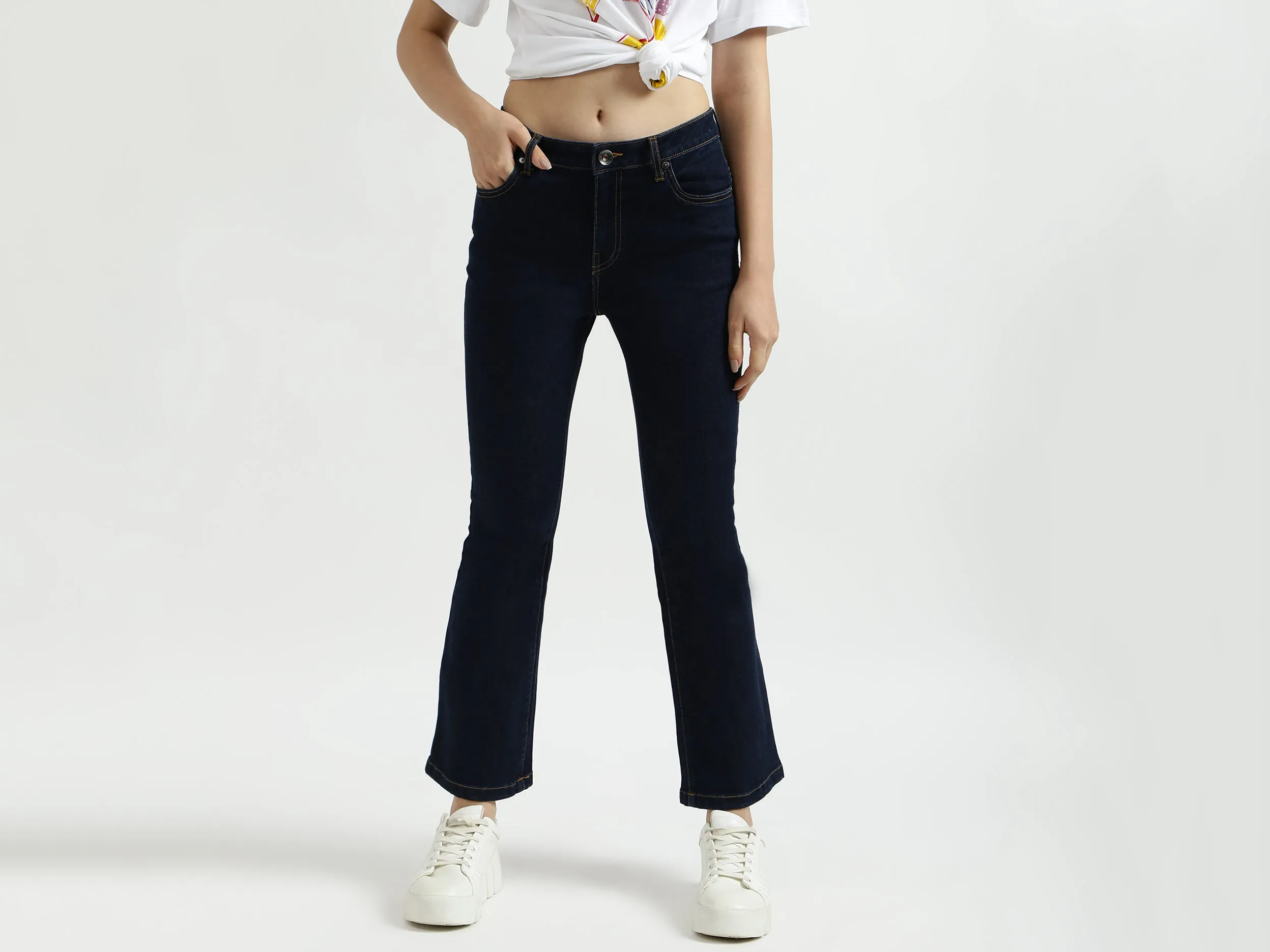Basic Navy Blue Bootcut Jeans
