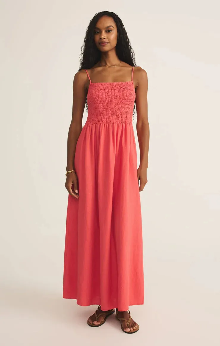Bayside Linen Maxi Dress-Persimmon