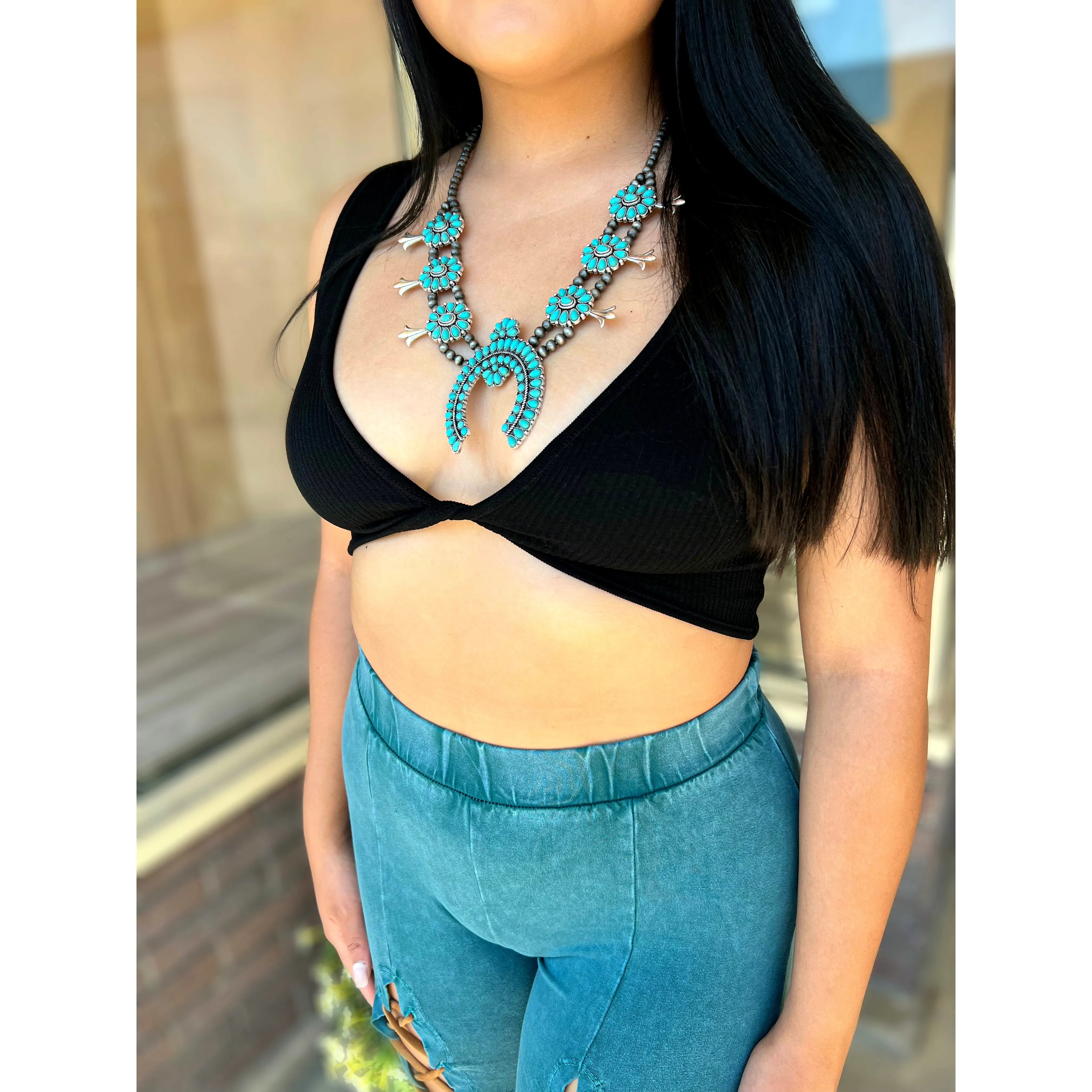 Becca Black Solid Twist Crop