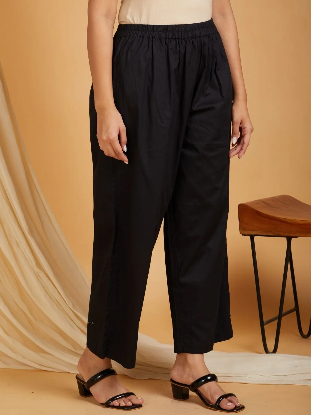Black Cotton Poplin Black Button Up Co-ord Set