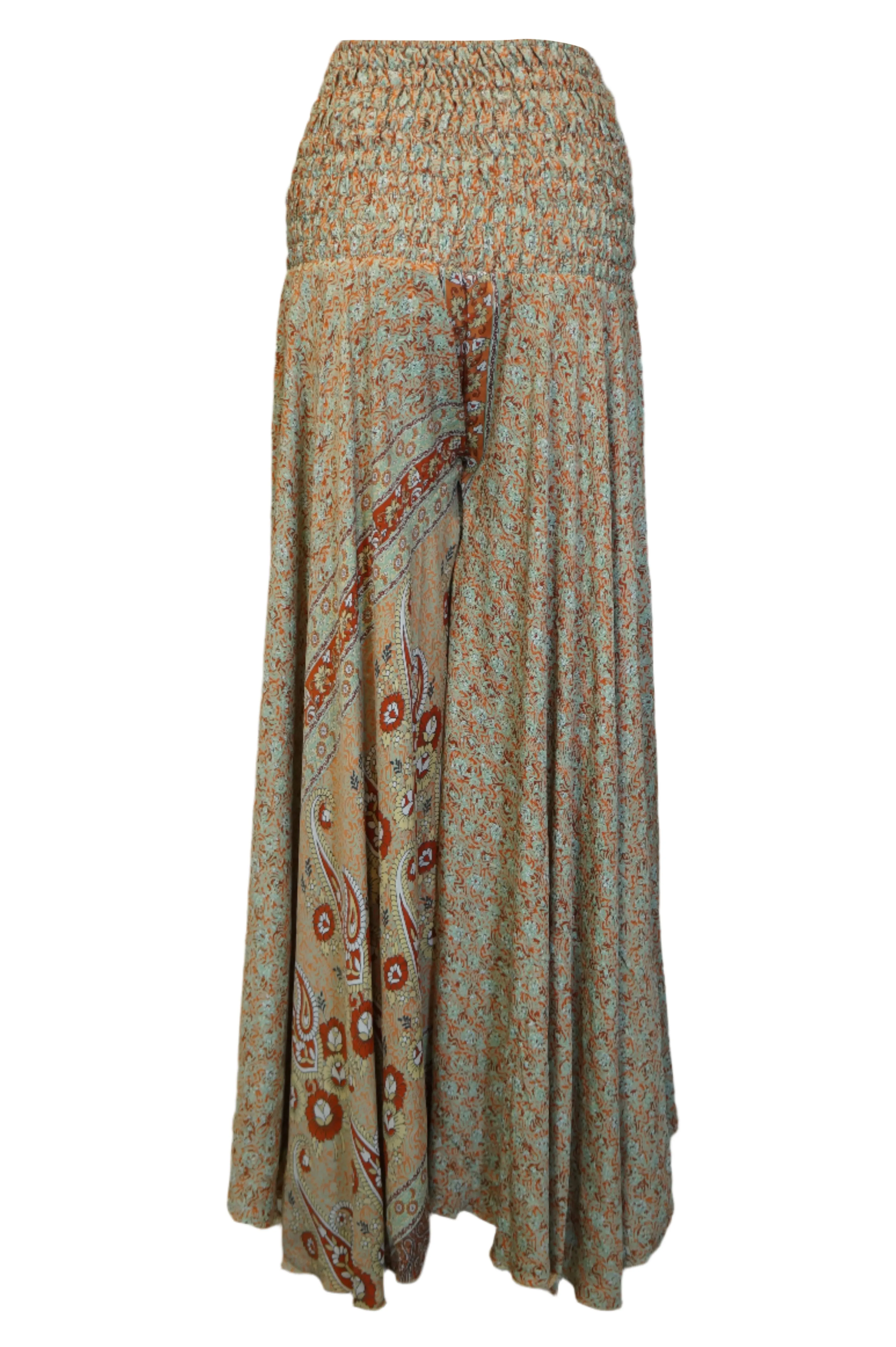 Bohemian Beige Floral Palazzo – Flowy Resort-Style Wide-Leg Pants SM