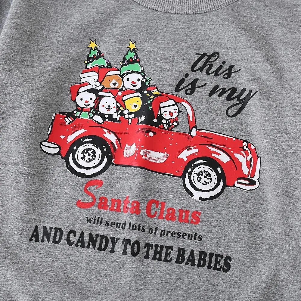 Boys Long Sleeve This Is My Santa Claus Cartoon Car Printed Tops Boy Clothes Wholesale
