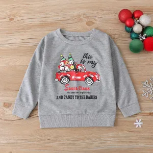 Boys Long Sleeve This Is My Santa Claus Cartoon Car Printed Tops Boy Clothes Wholesale
