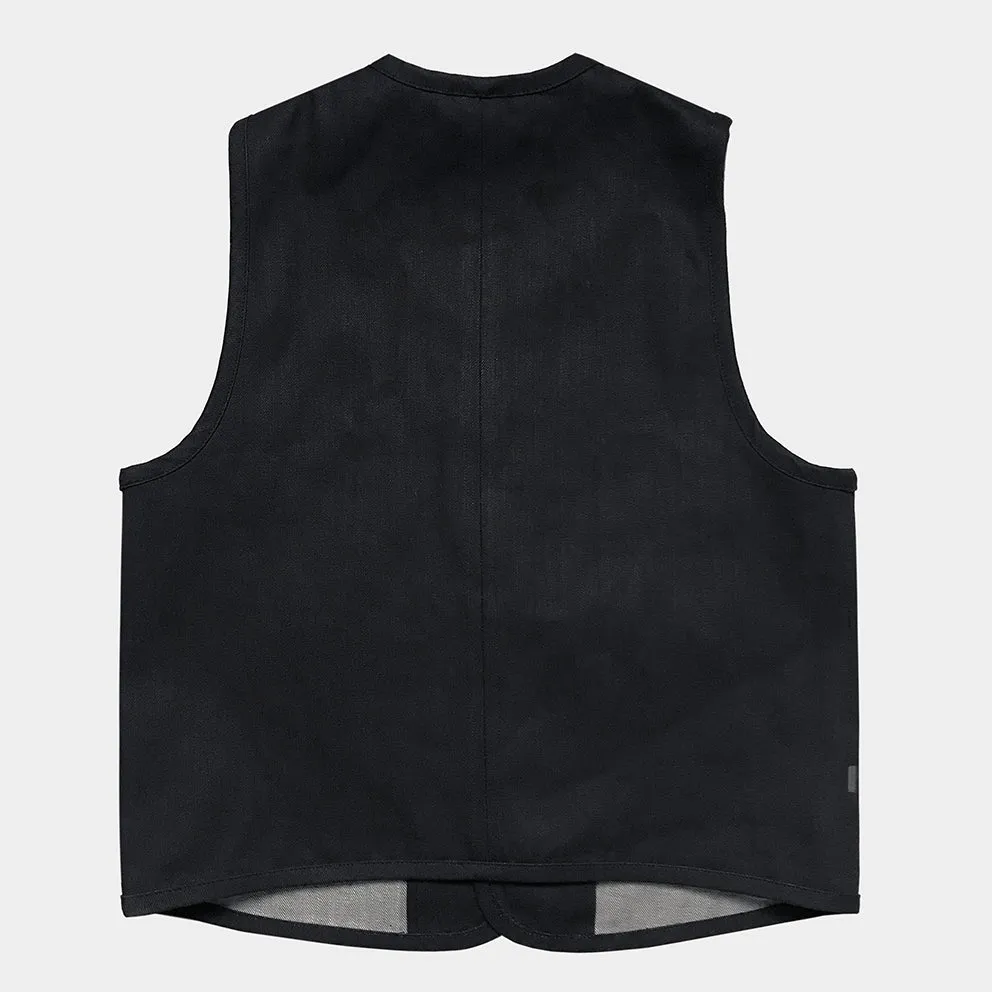 BZEN M.3034-THE GENT SLIM FIT 4 POCKET VEST-12oz- RAW BLACK ON BLUE