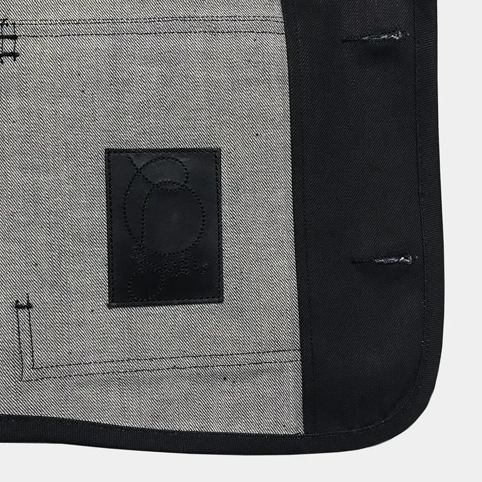 BZEN M.3034-THE GENT SLIM FIT 4 POCKET VEST-12oz- RAW BLACK ON BLUE