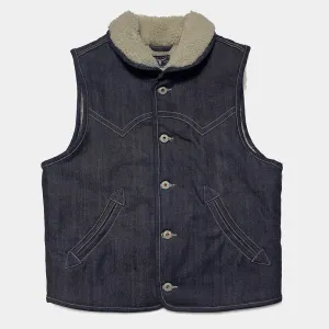 BZEN M.3203RR IDAHO-R18 REGULAR FIT COMFORT STRETCH INDIGO DENIM 2 POCKET SHERPA LINED VEST-12OZ-HRH INDIGO