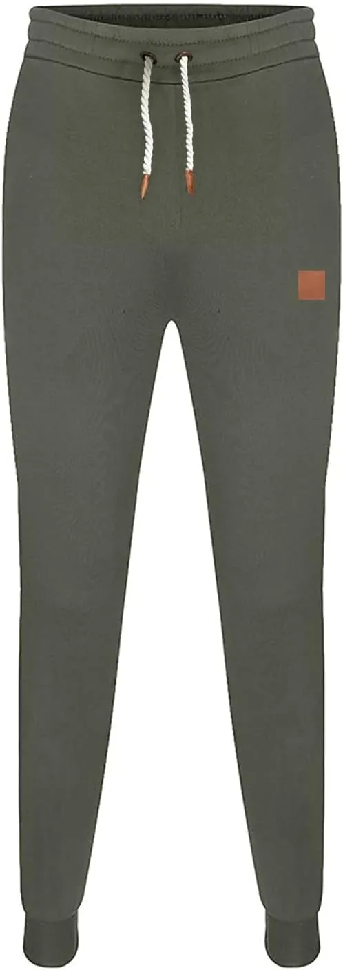 Cargo Sweatpants for Men Drawstring Sport Trousers Men's Heavyweight Fleece Cargo Sweatpants Elastic Waist Drawstring