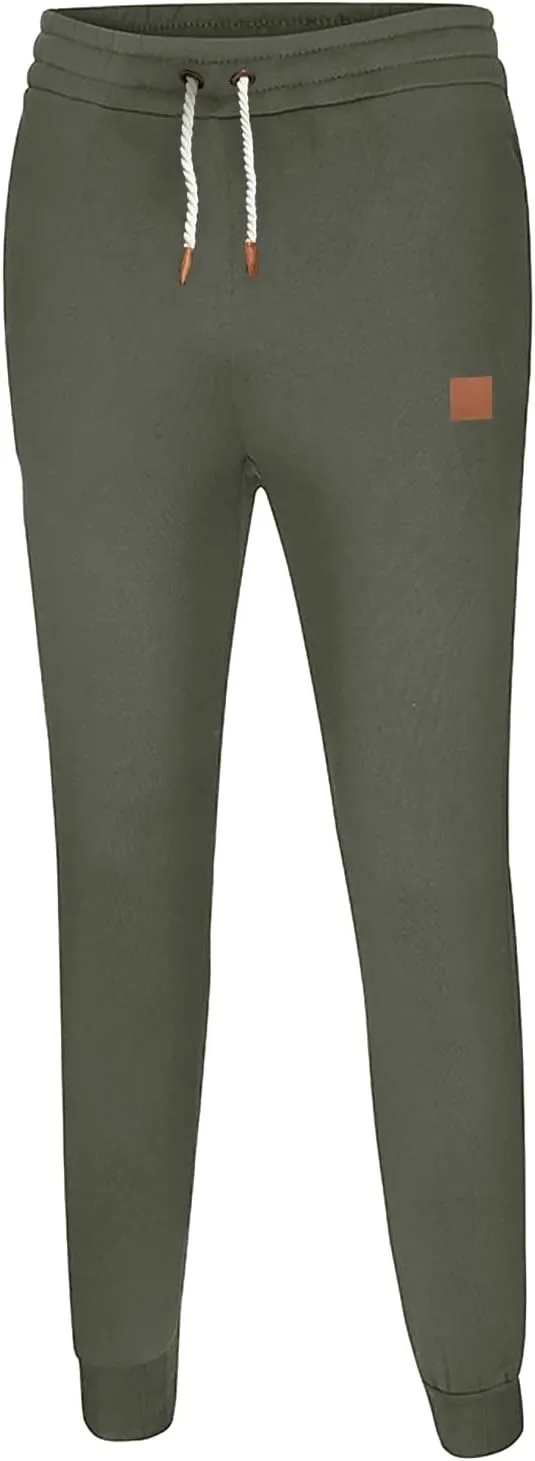 Cargo Sweatpants for Men Drawstring Sport Trousers Men's Heavyweight Fleece Cargo Sweatpants Elastic Waist Drawstring