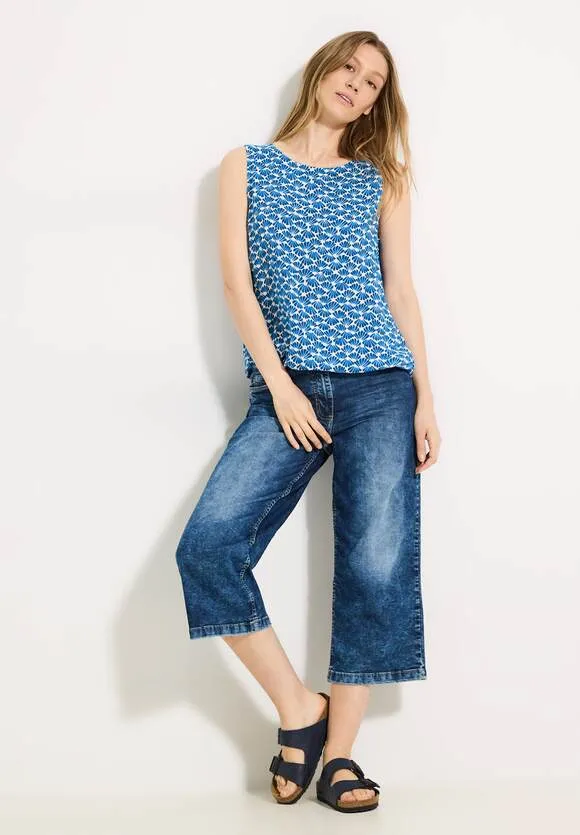 Cecil Printed Top Azure Blue