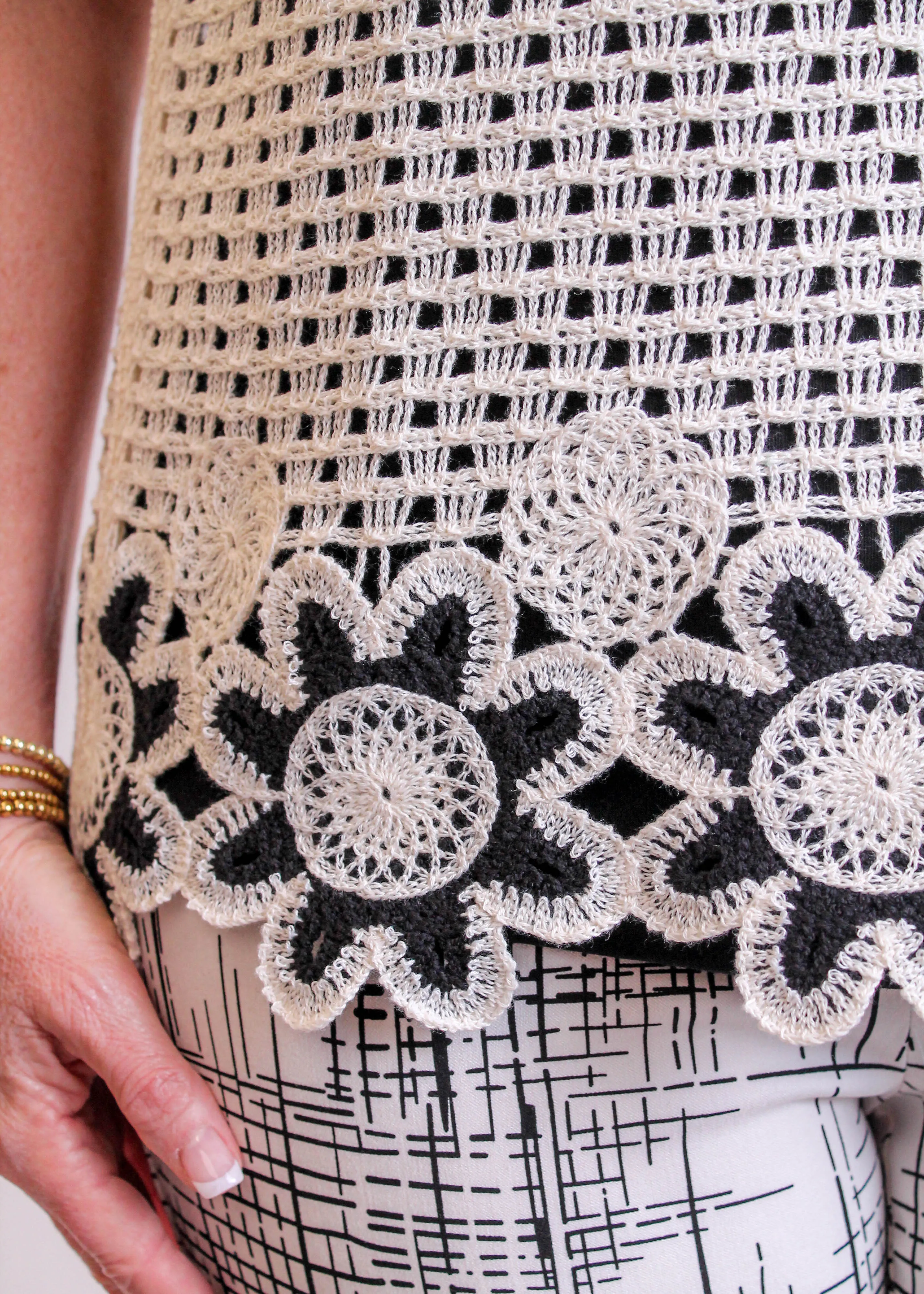 Charlie B Sleeveless Crochet Flower Top