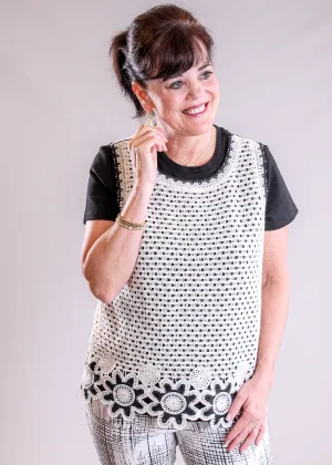 Charlie B Sleeveless Crochet Flower Top