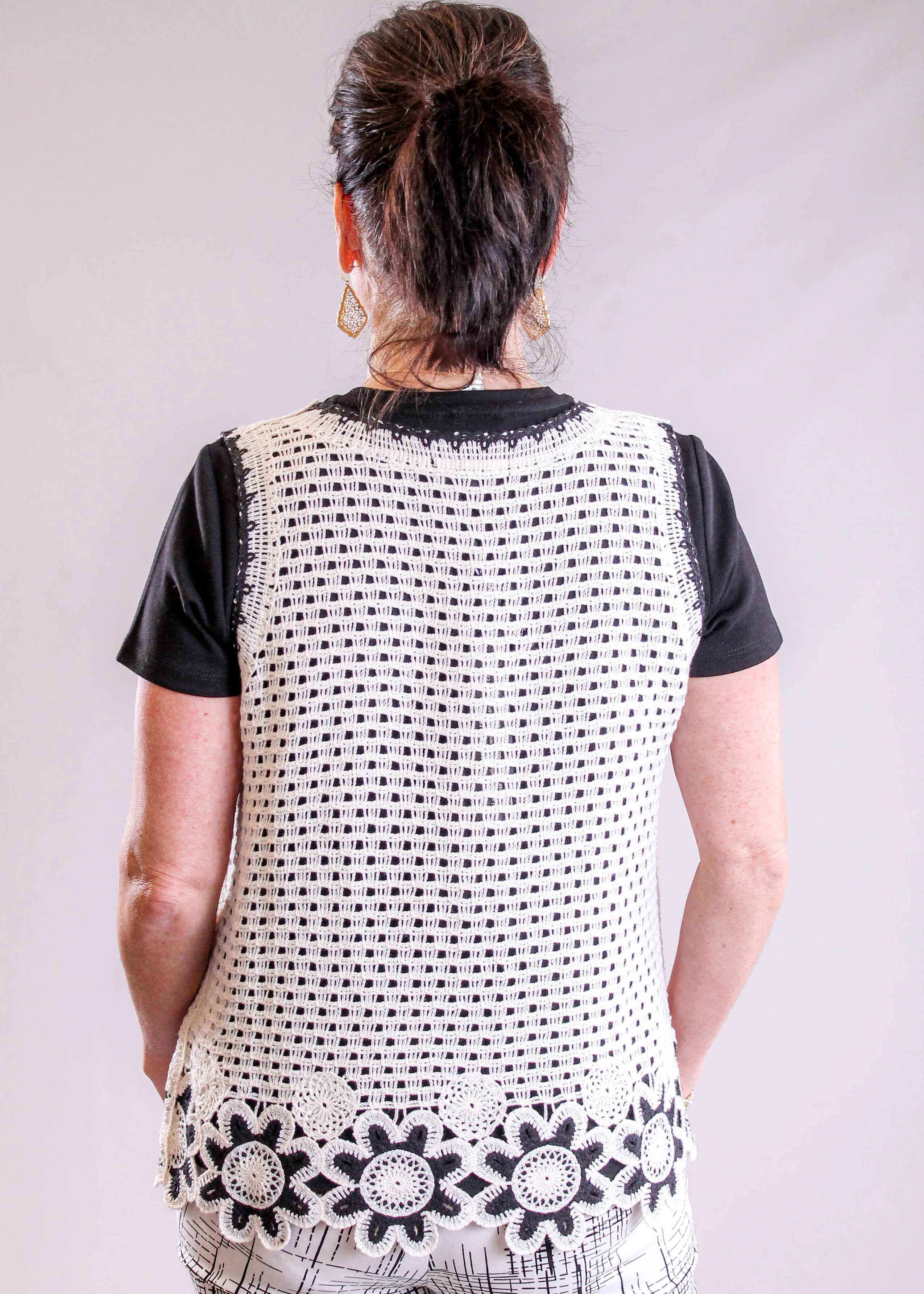 Charlie B Sleeveless Crochet Flower Top
