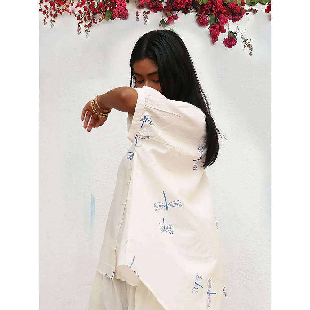 Chidiyaa Bogainvillea Litha Block Printed Cotton Shirt