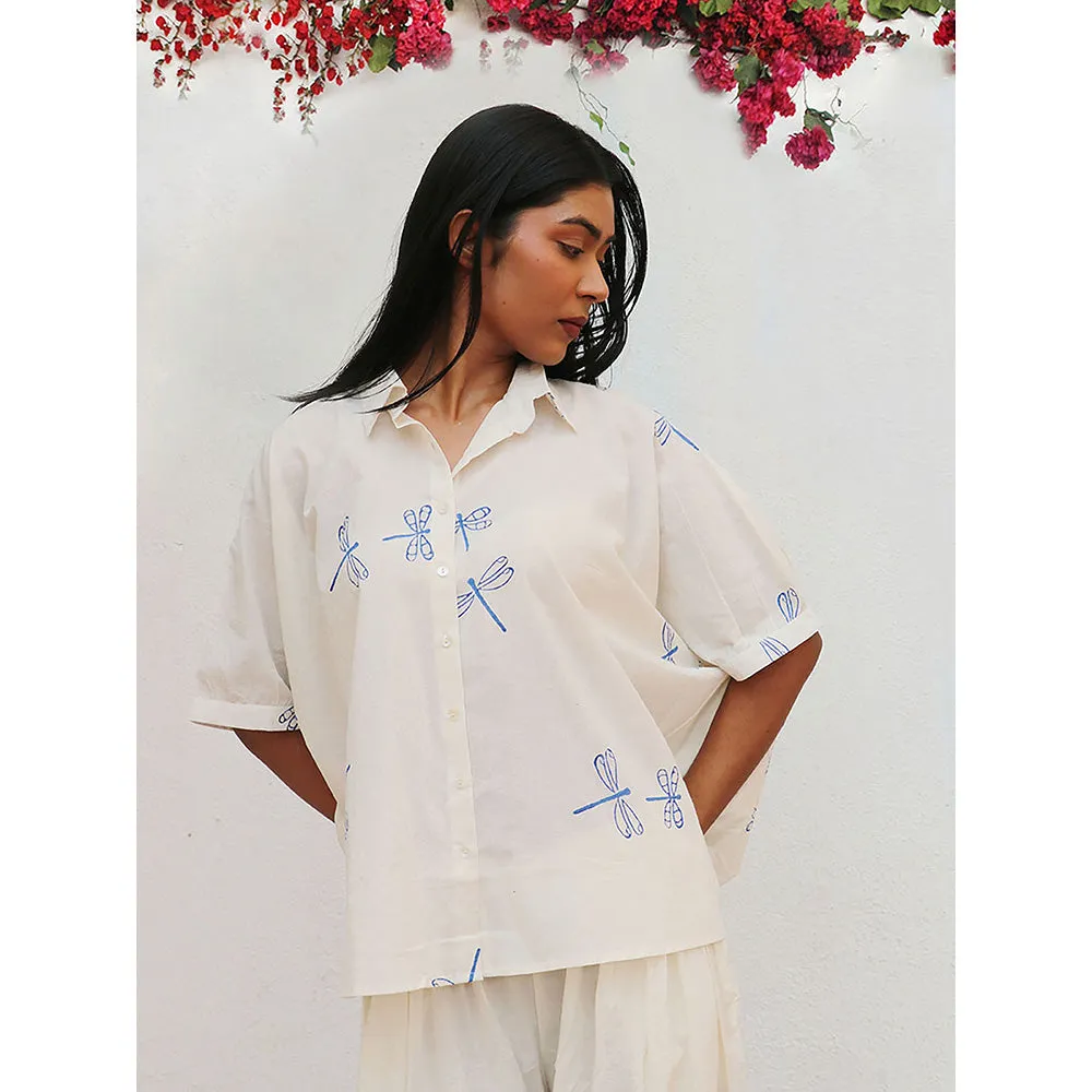 Chidiyaa Bogainvillea Litha Block Printed Cotton Shirt