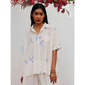 Chidiyaa Bogainvillea Litha Block Printed Cotton Shirt