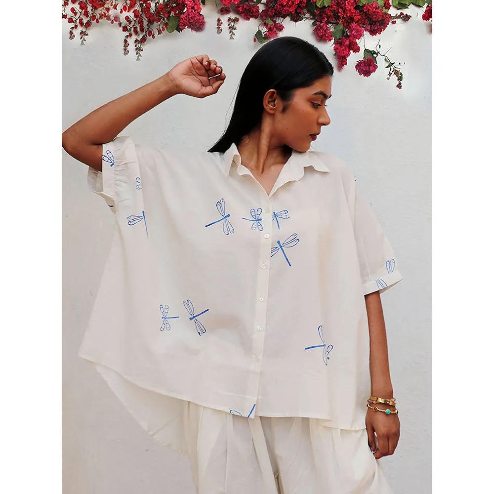 Chidiyaa Bogainvillea Litha Block Printed Cotton Shirt