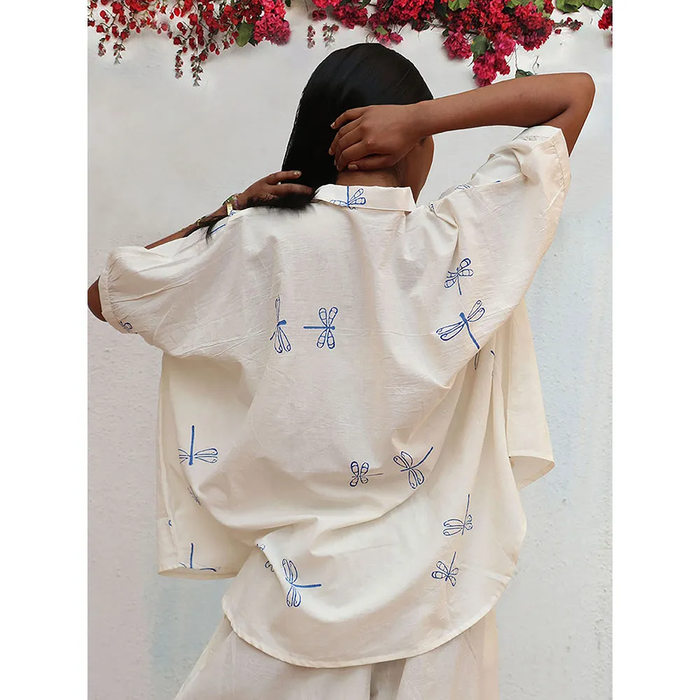 Chidiyaa Bogainvillea Litha Block Printed Cotton Shirt