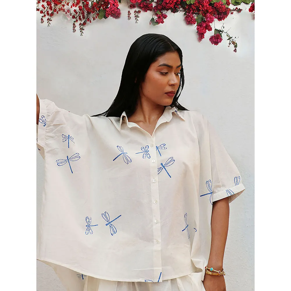 Chidiyaa Bogainvillea Litha Block Printed Cotton Shirt