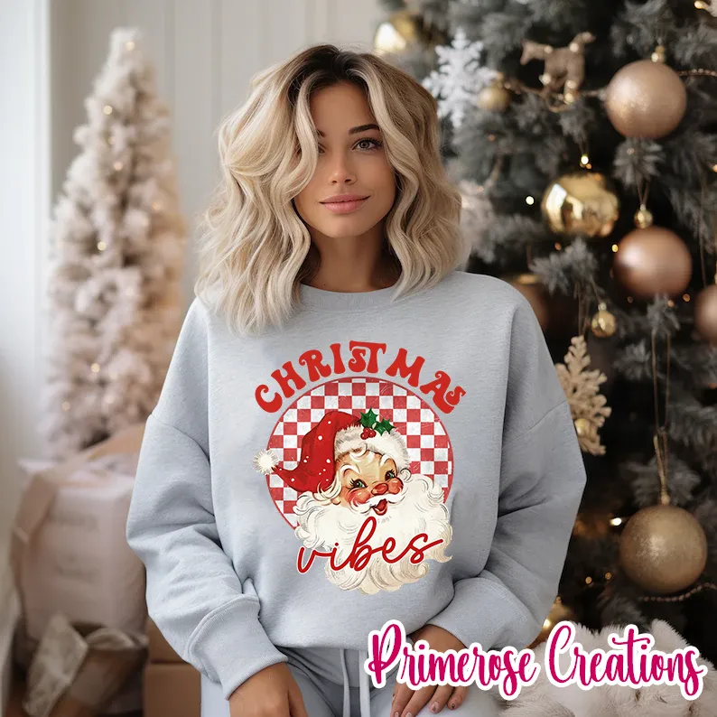 Christmas Vibes Red Santa Sweatshirt