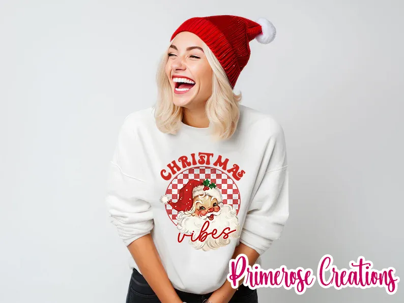 Christmas Vibes Red Santa Sweatshirt
