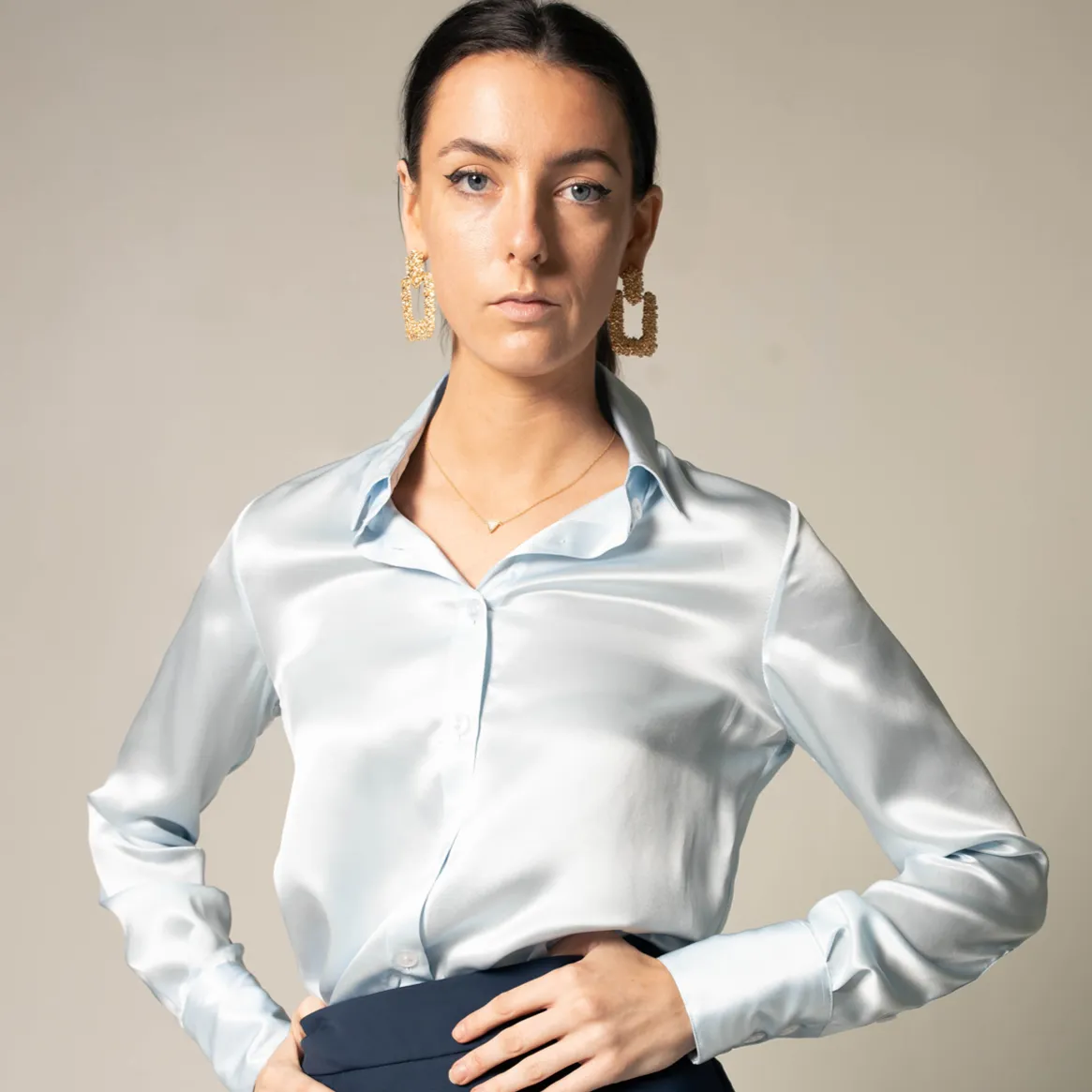 Classy Silk Shirt in Blue