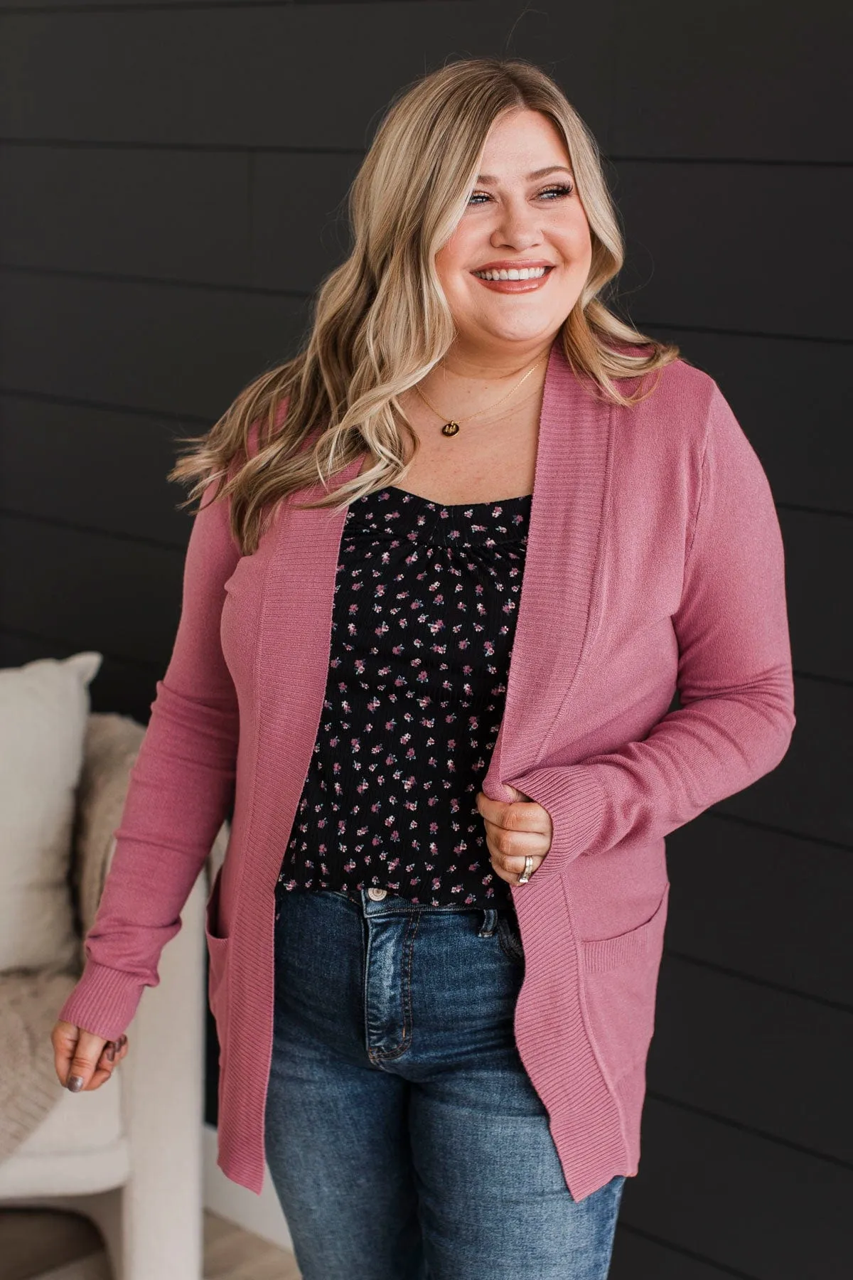 Comfortable With Myself Knit Cardigan- Rose Pink