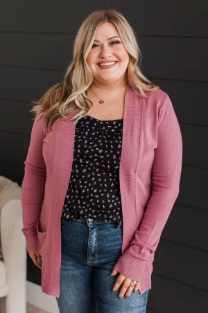 Comfortable With Myself Knit Cardigan- Rose Pink