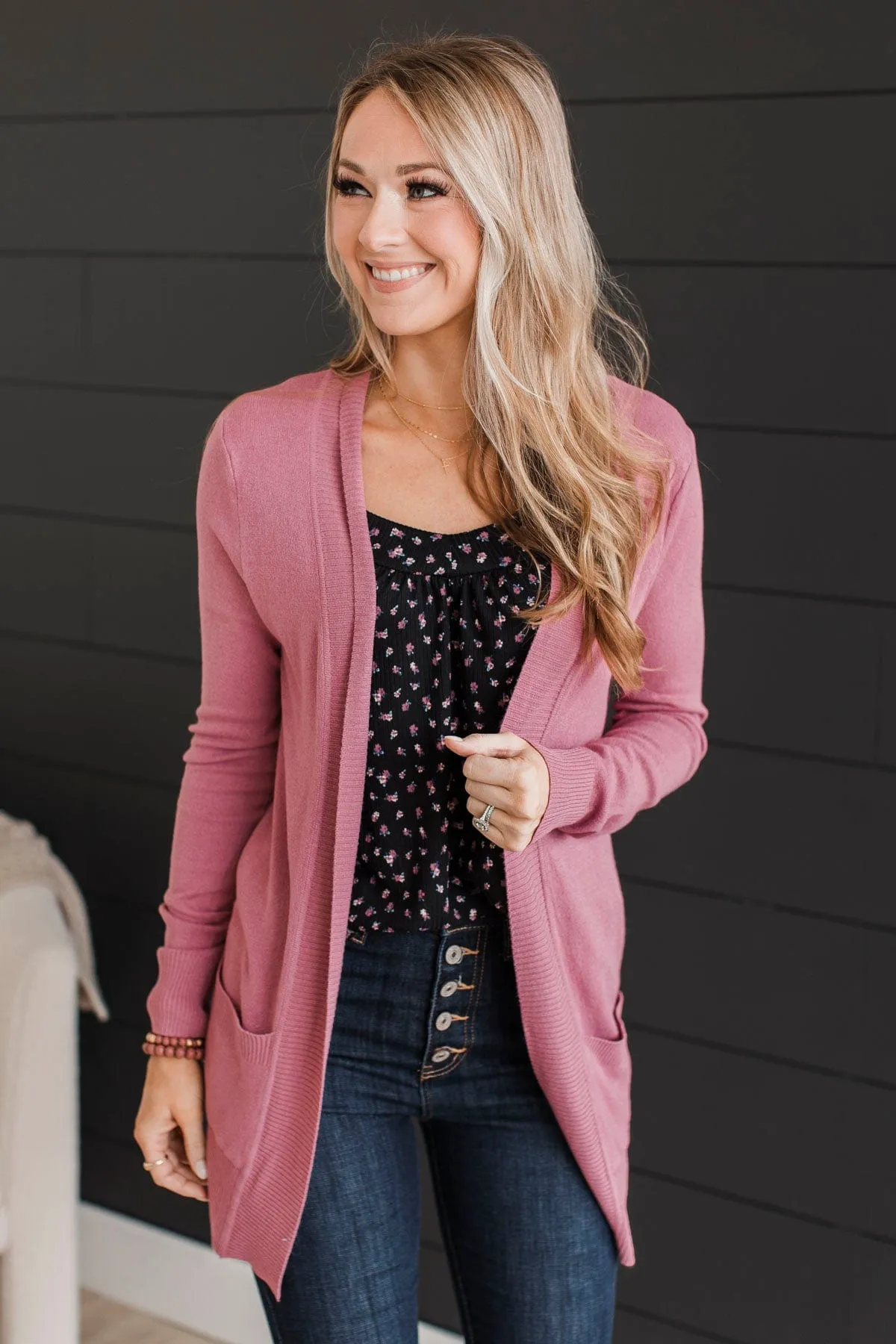 Comfortable With Myself Knit Cardigan- Rose Pink