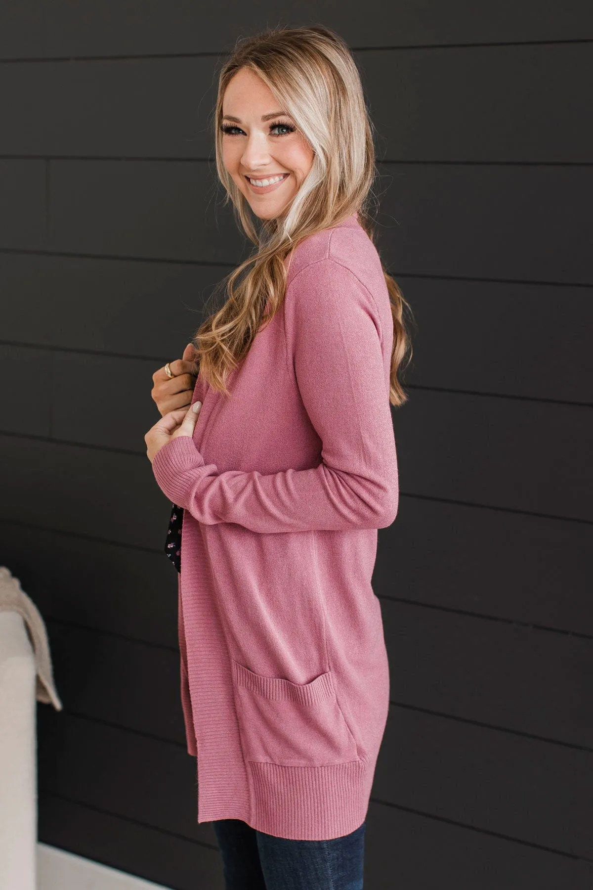 Comfortable With Myself Knit Cardigan- Rose Pink