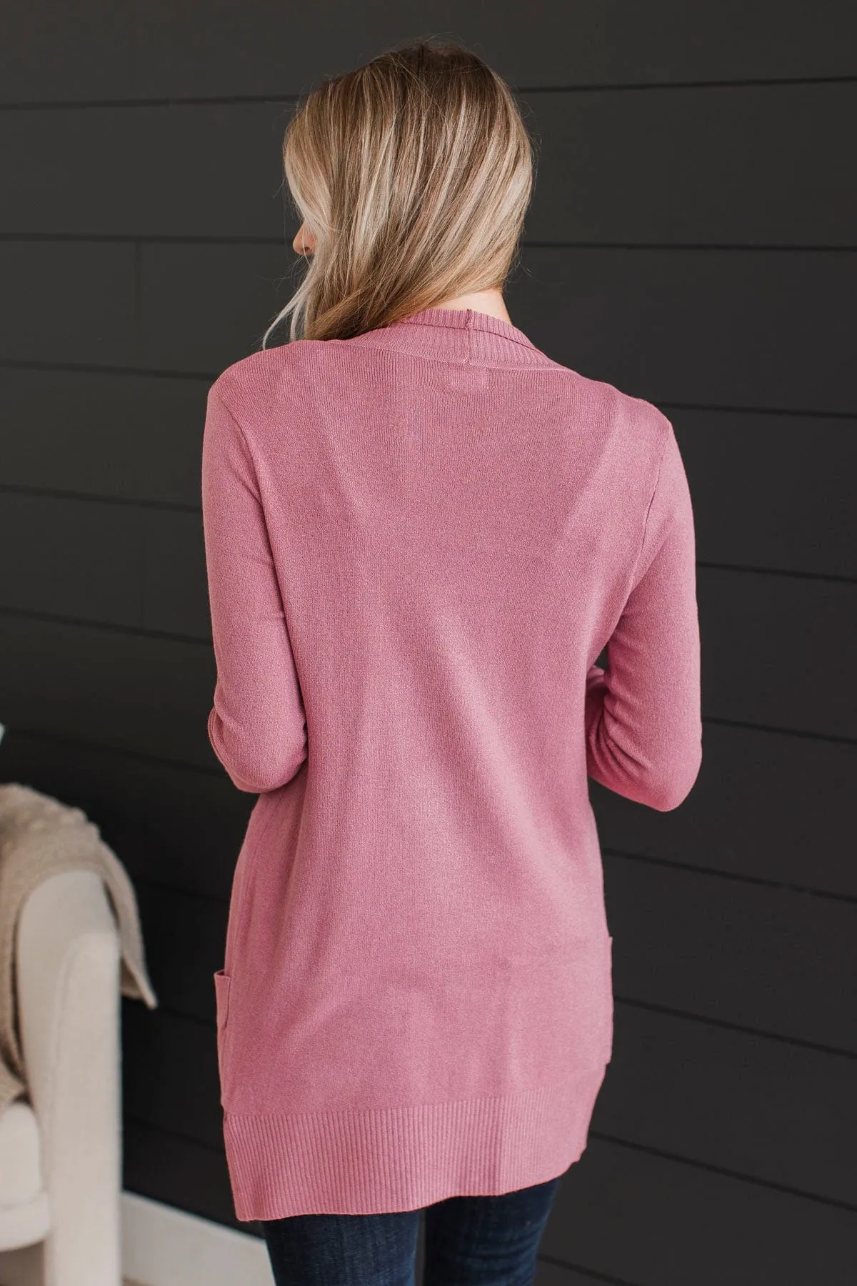 Comfortable With Myself Knit Cardigan- Rose Pink