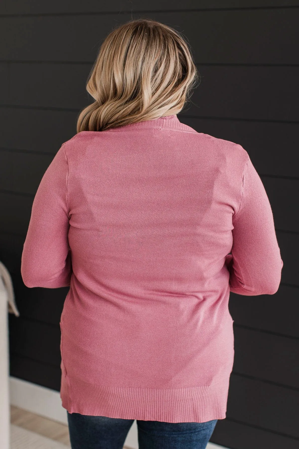 Comfortable With Myself Knit Cardigan- Rose Pink