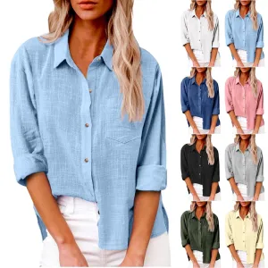 Cotton Linen Women Clothing Comfortable Long Sleeve New Shirts for Women