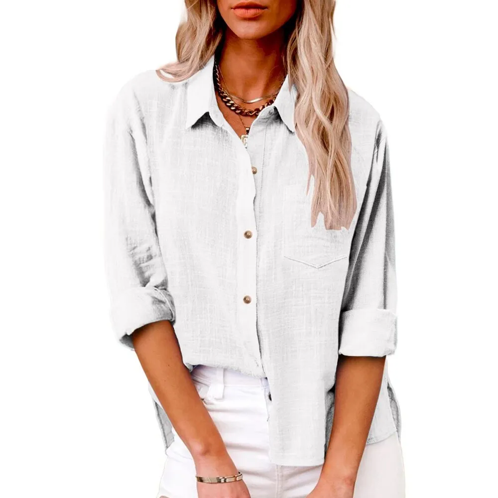 Cotton Linen Women Clothing Comfortable Long Sleeve New Shirts for Women