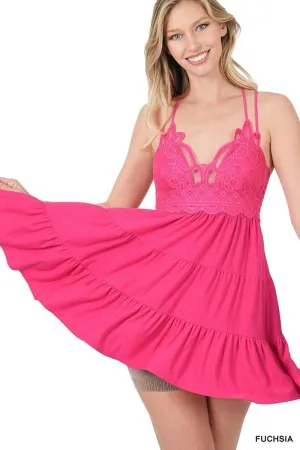 Crochet Lace Ruffle Cami Dress or Top