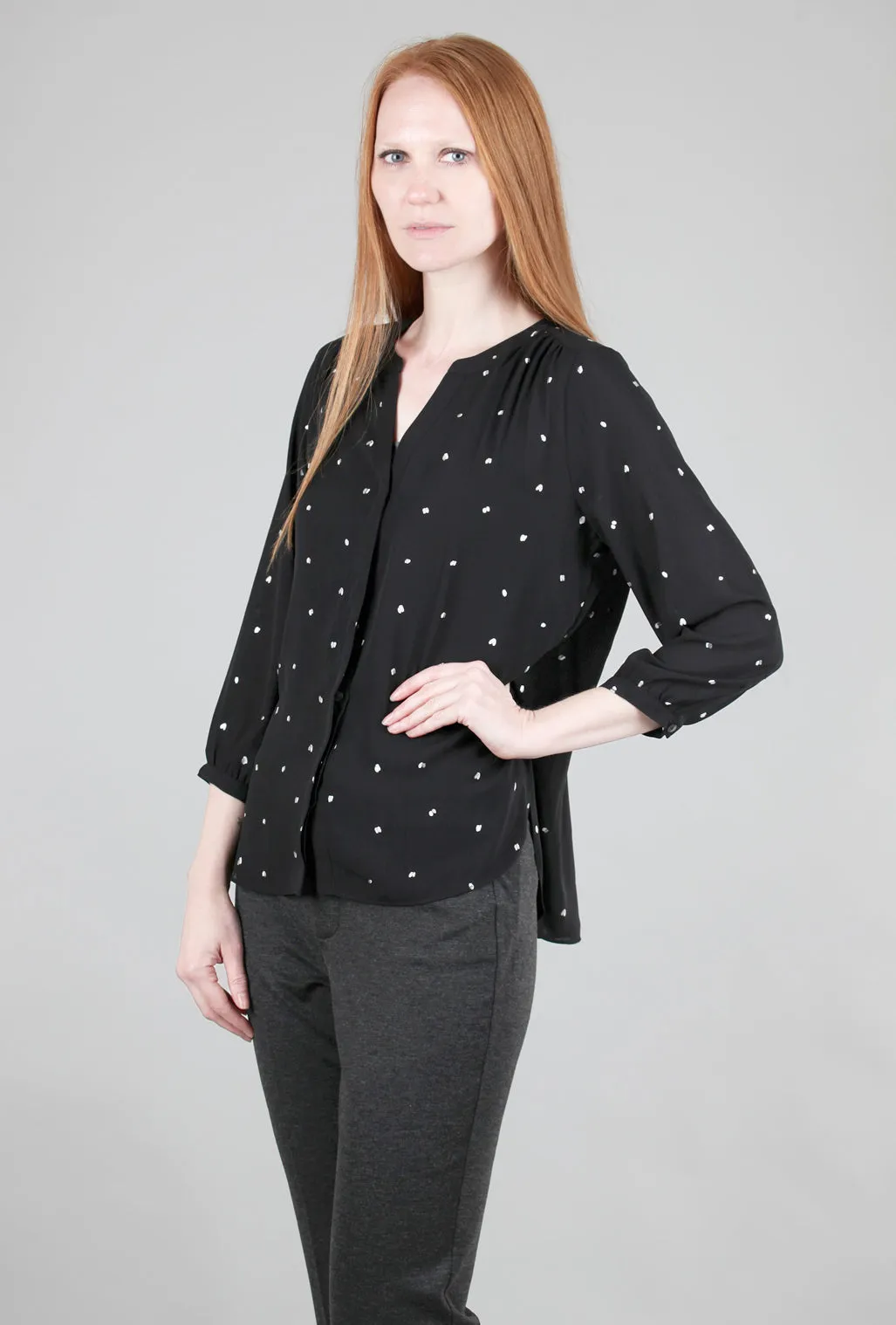 Dew Drop Pintuck Blouse, Black