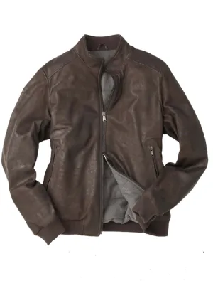 DIRK BROKEN LEATHER SHORT PARKA - FRADI