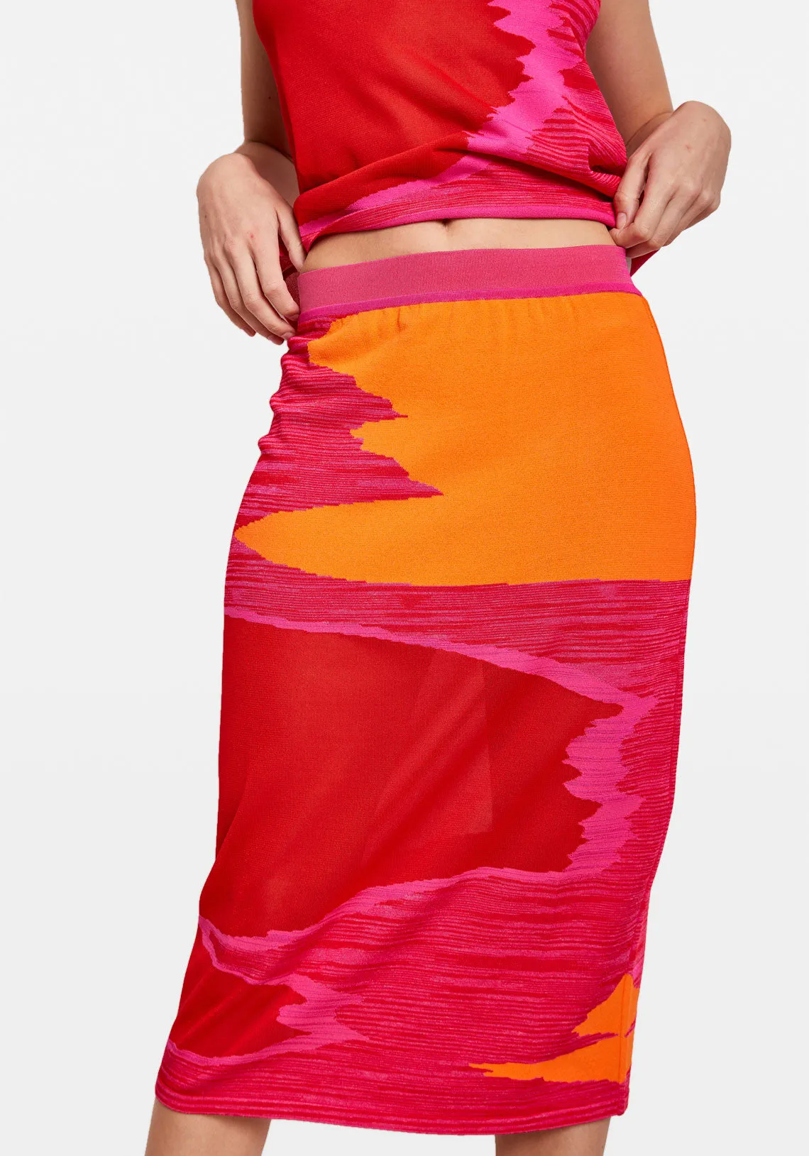DS23SH21 SKIRT PINK RED SPACE DYE