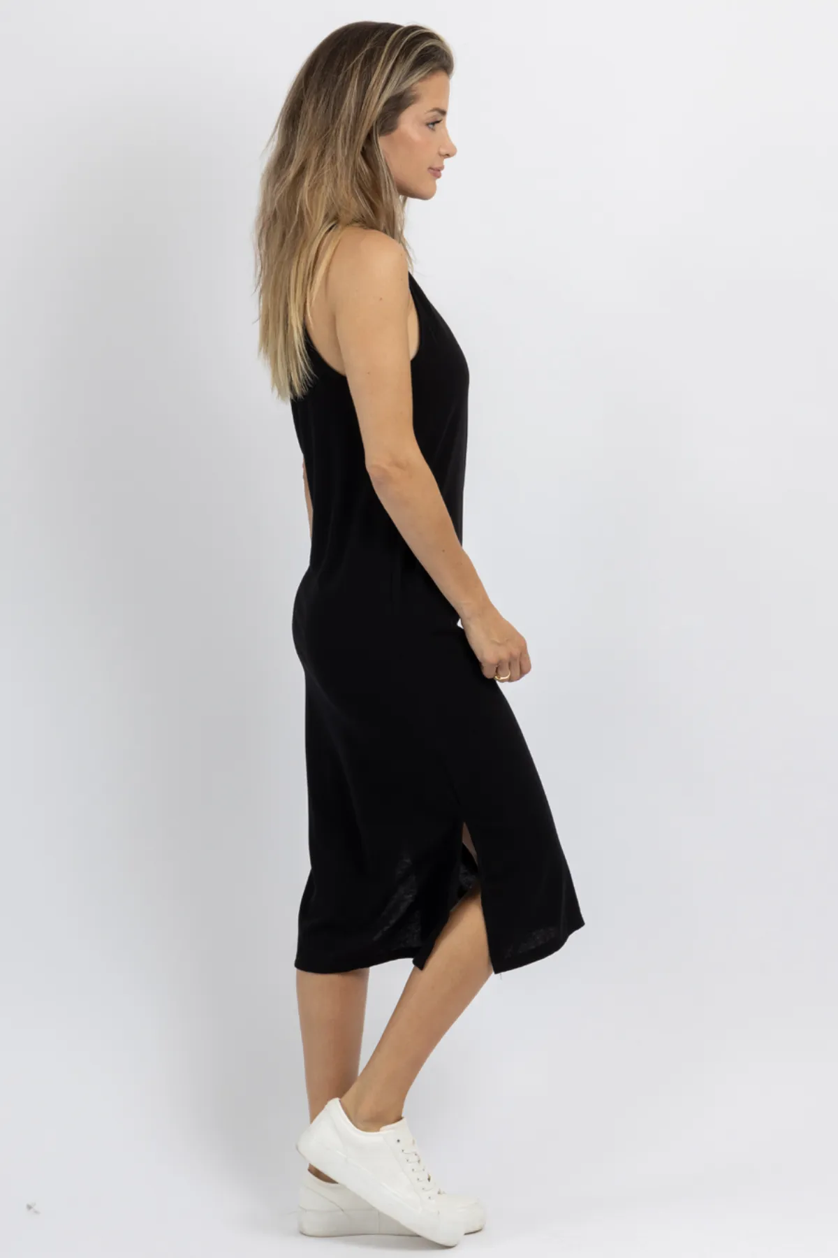 EASY BREEZY BLACK MIDI DRESS