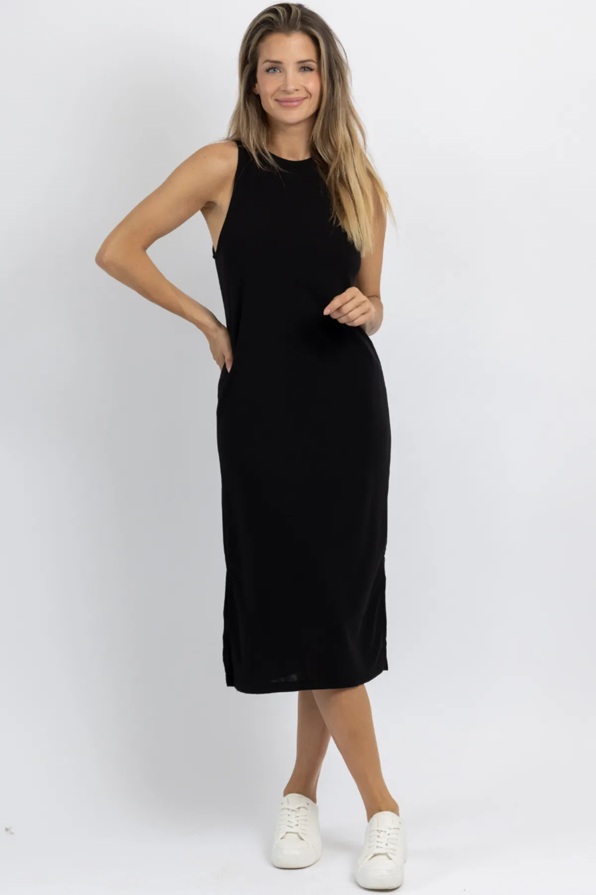 EASY BREEZY BLACK MIDI DRESS