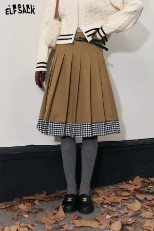 ELFSACK Free Belt Mid-lengh Skirts Women 2023 Winter New Luxury Elegant Bottom
