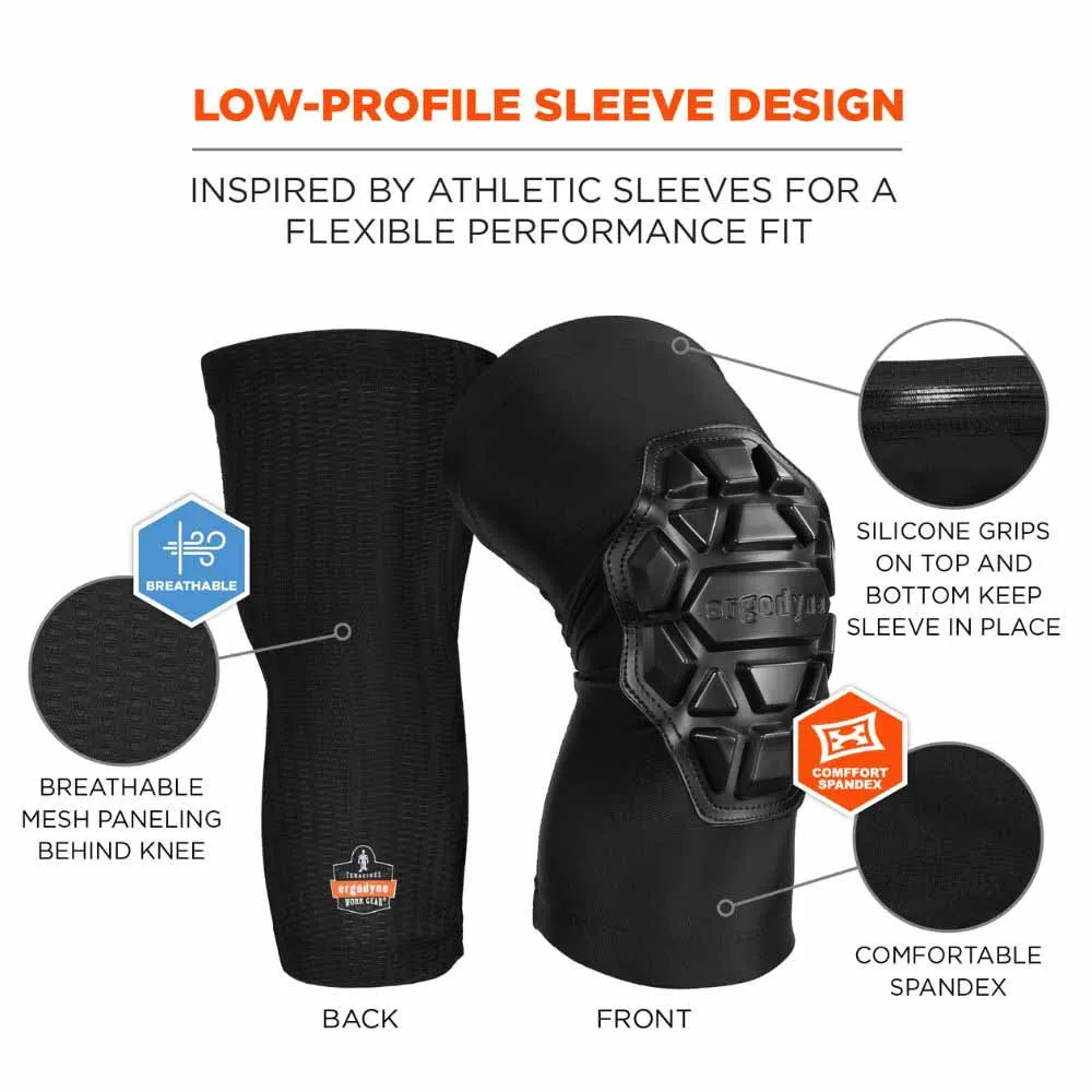 Ergodyne 18550 550 S/M Black Padded Knee Sleeves 3-Layer Foam Cap Pair