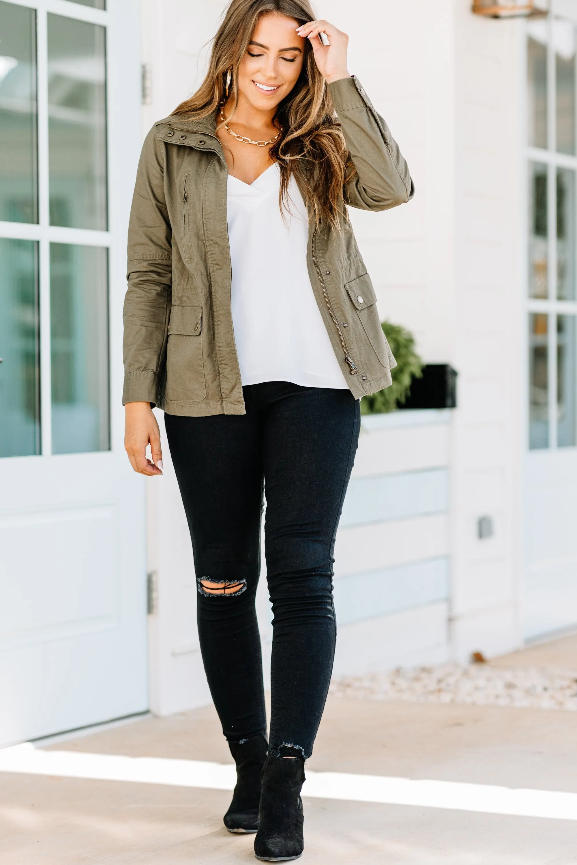 Fight For Love Olive Green Utility Jacket