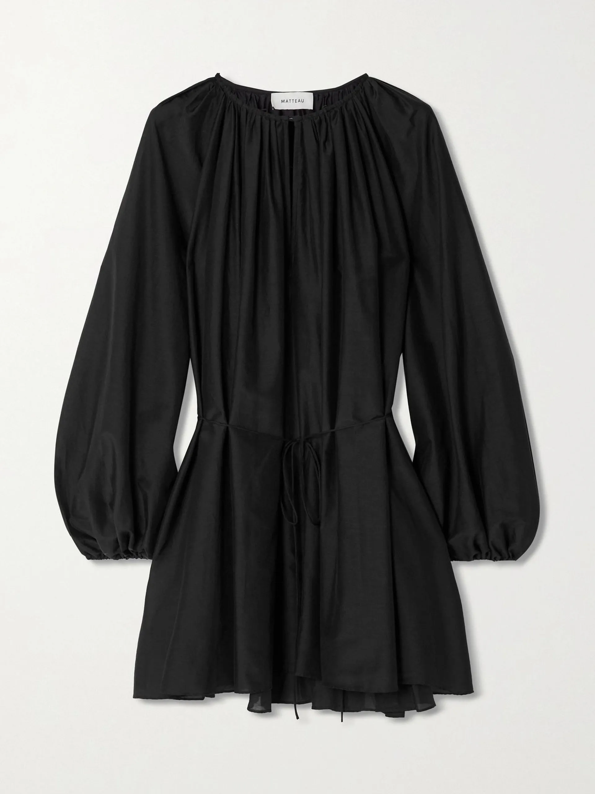 Gathered cotton and silk-blend mini dress