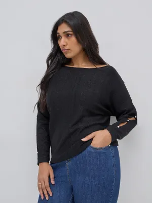 Gia Black Shimmer Detailed Blouse