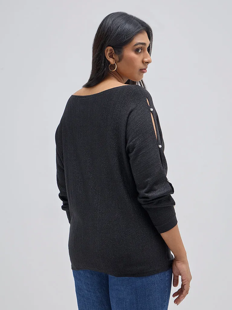 Gia Black Shimmer Detailed Blouse