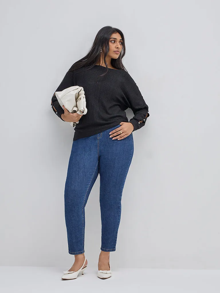 Gia Black Shimmer Detailed Blouse