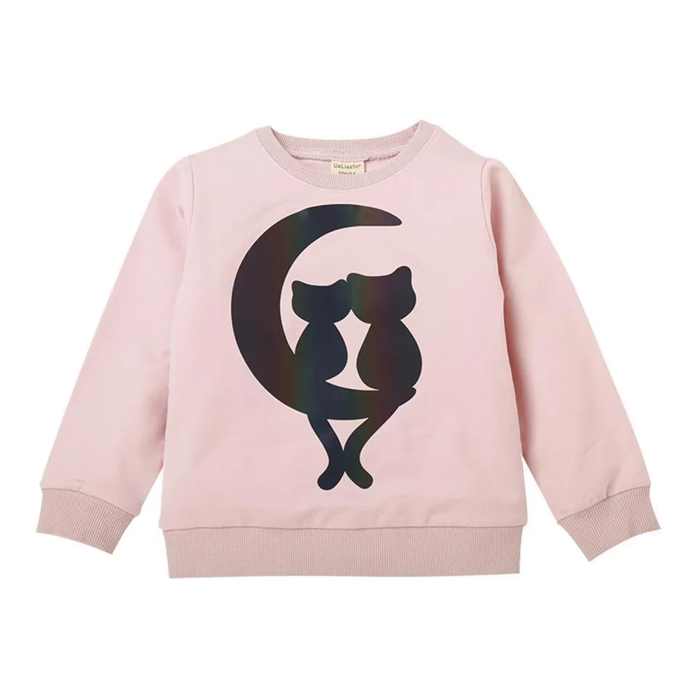 Girls Cute Cartoon Cat Sequin Long Sleeve Tops Wholesale