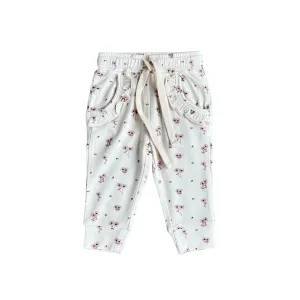 Girl's Ruffle Joggers - Mini Floral in Cream by babysprouts